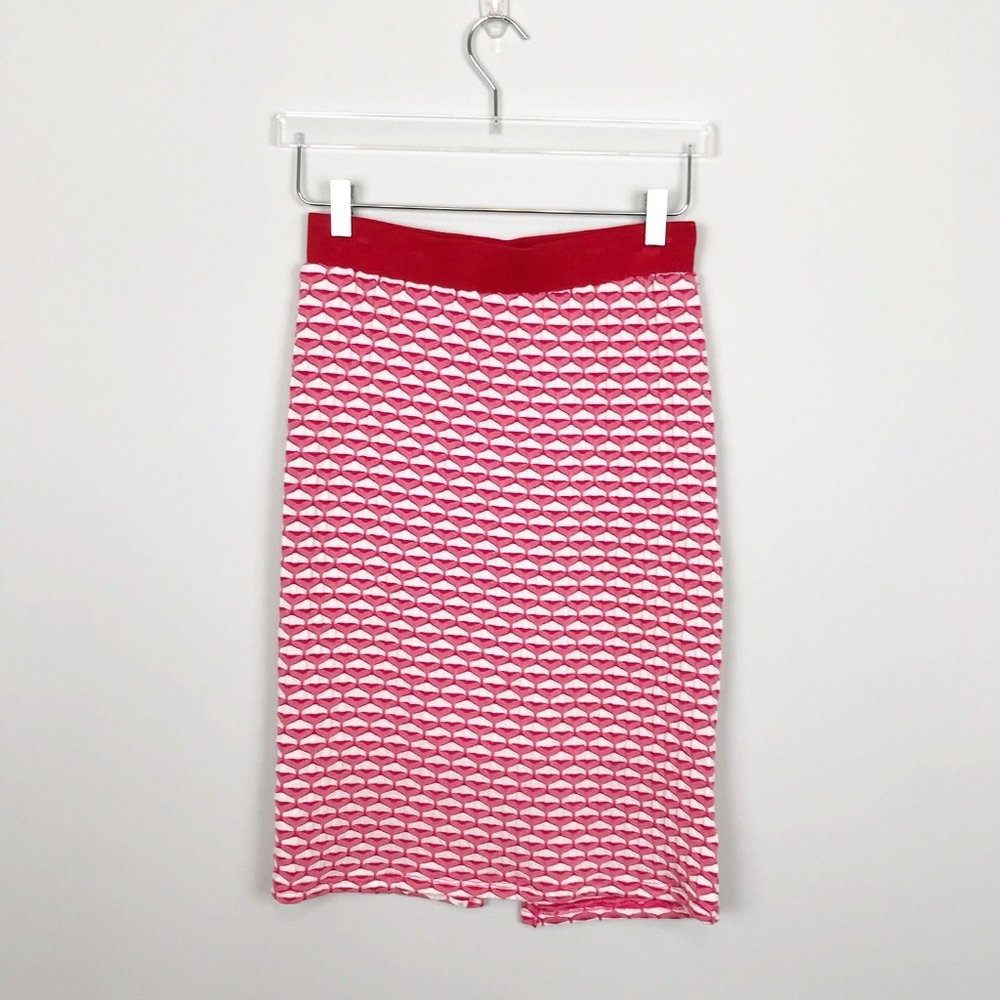 Gilli Stretch Knit Skirt Red White Pink Small